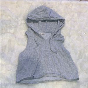grey cropped hoodie tank top